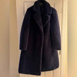 NWT Talbots Cozy Navy Blue Teddy Coat